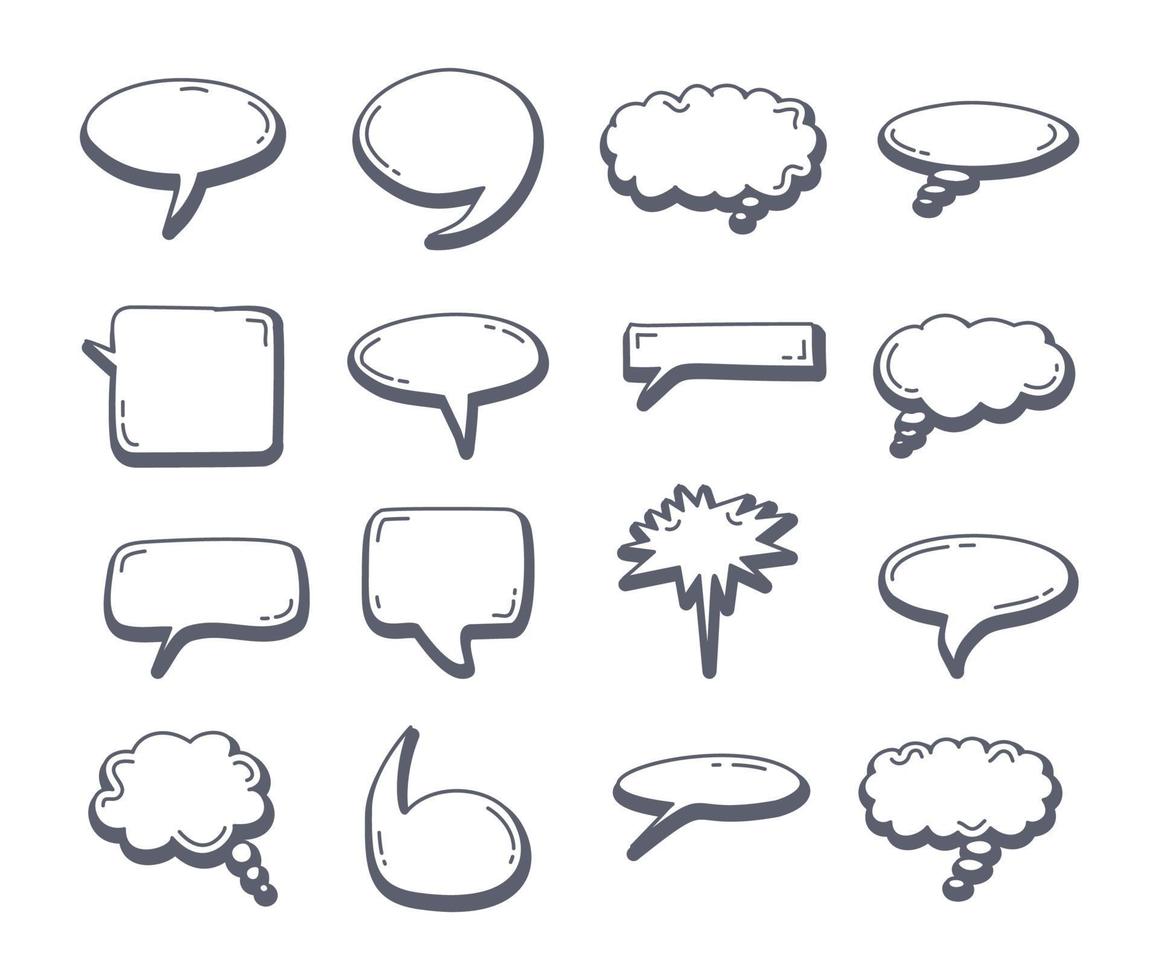 Chat bubble element set doodle drawing. Speech Bubble Sketch hand drawn vector