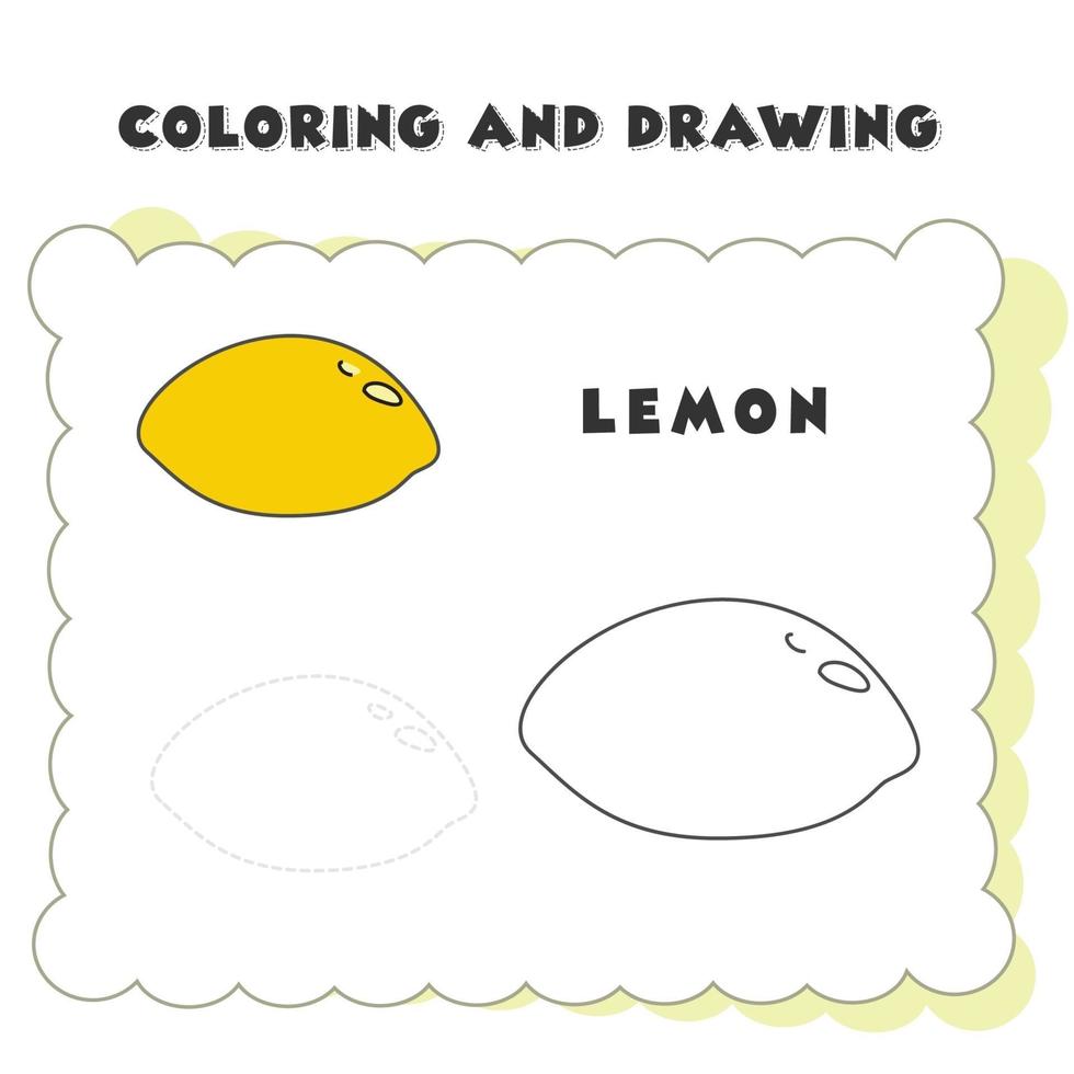 coloring and drawing book element lemon vector