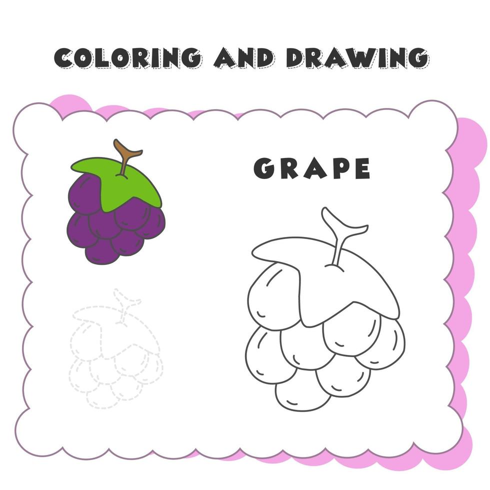 coloring and drawing book element grape. Grape Coloring Book, Coloring Page vector