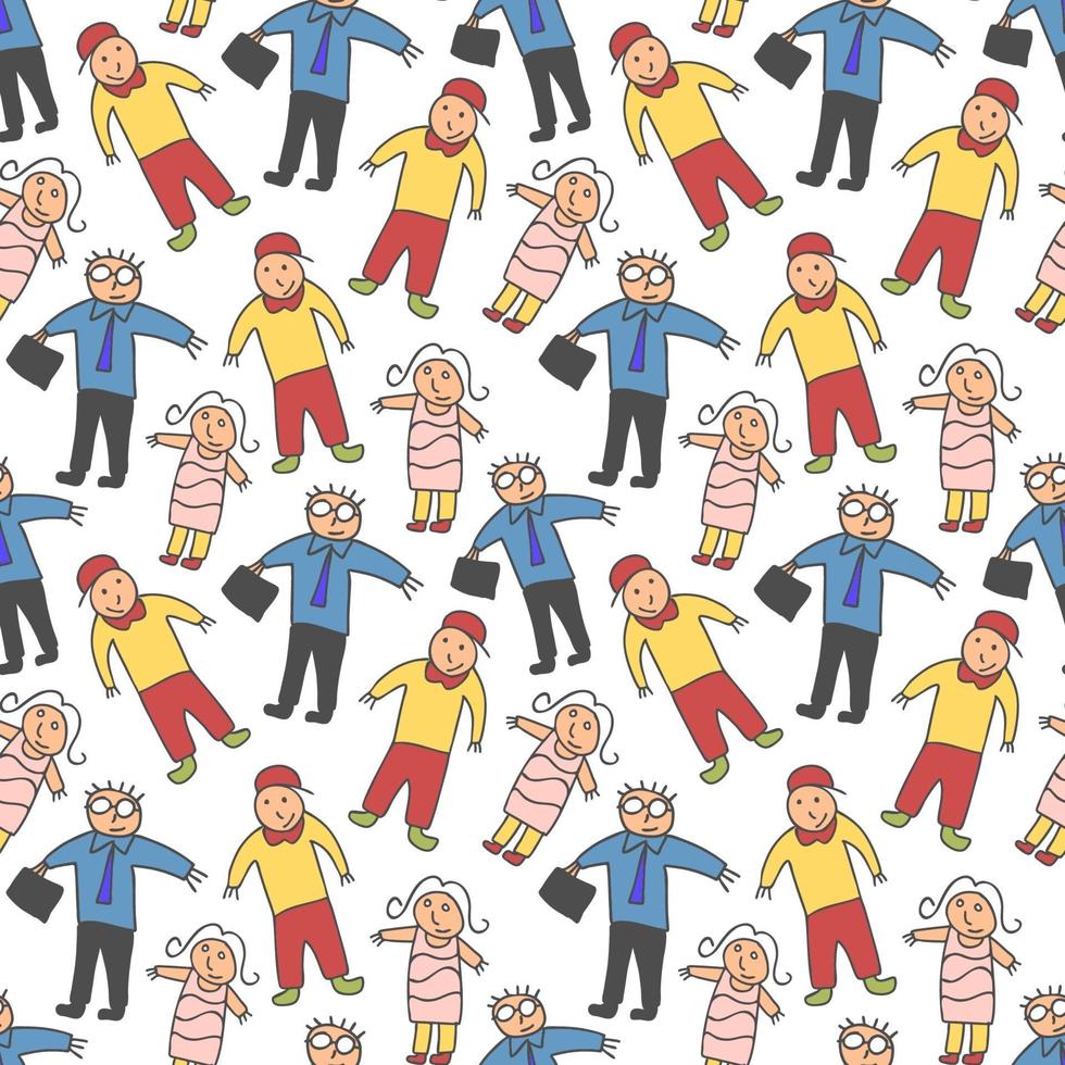 pattern seamless kids with adults doodle element. Medical people seamless pattern. vector