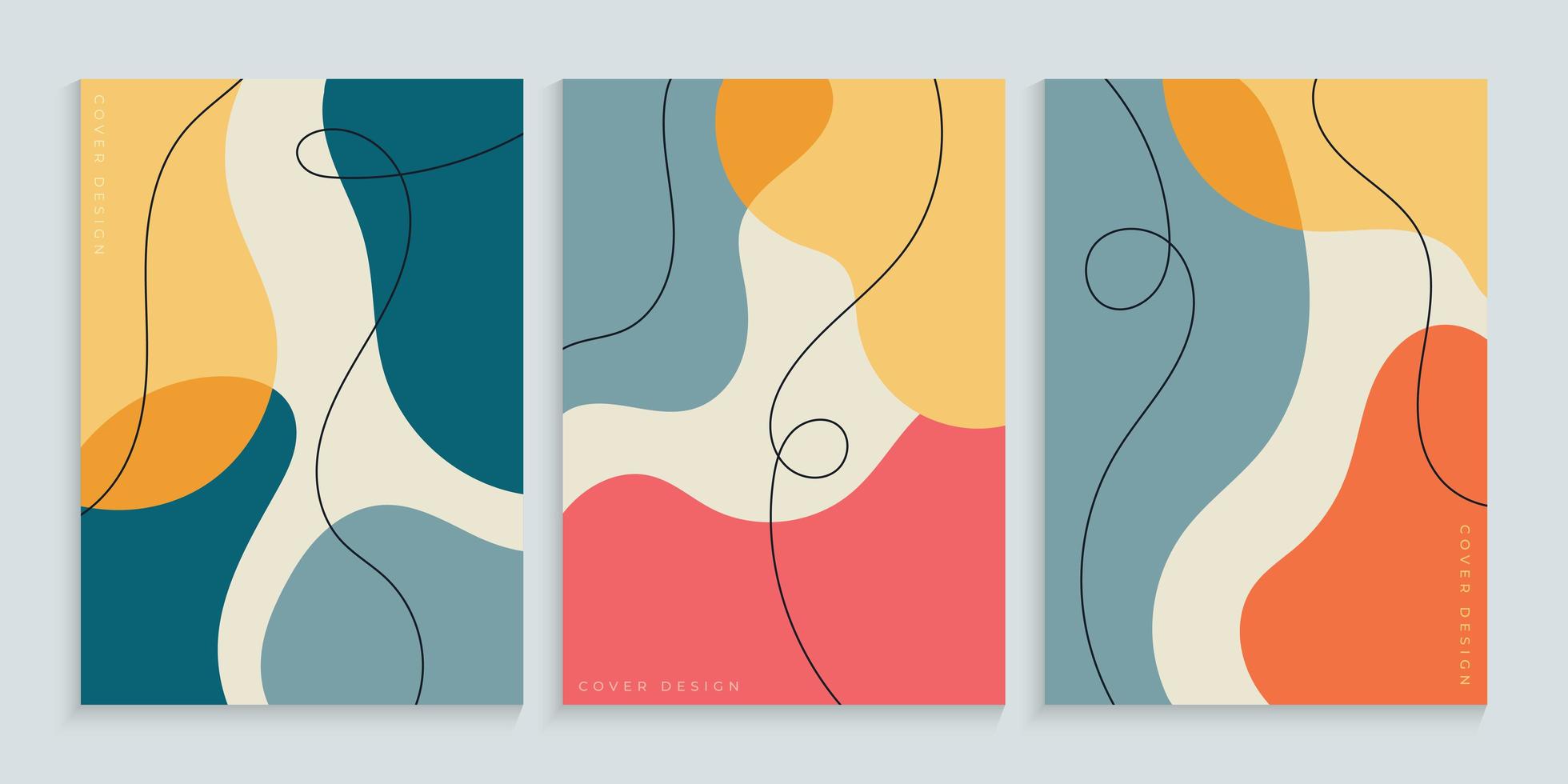 Freehand cover background collection with minimal colorful shapes vector