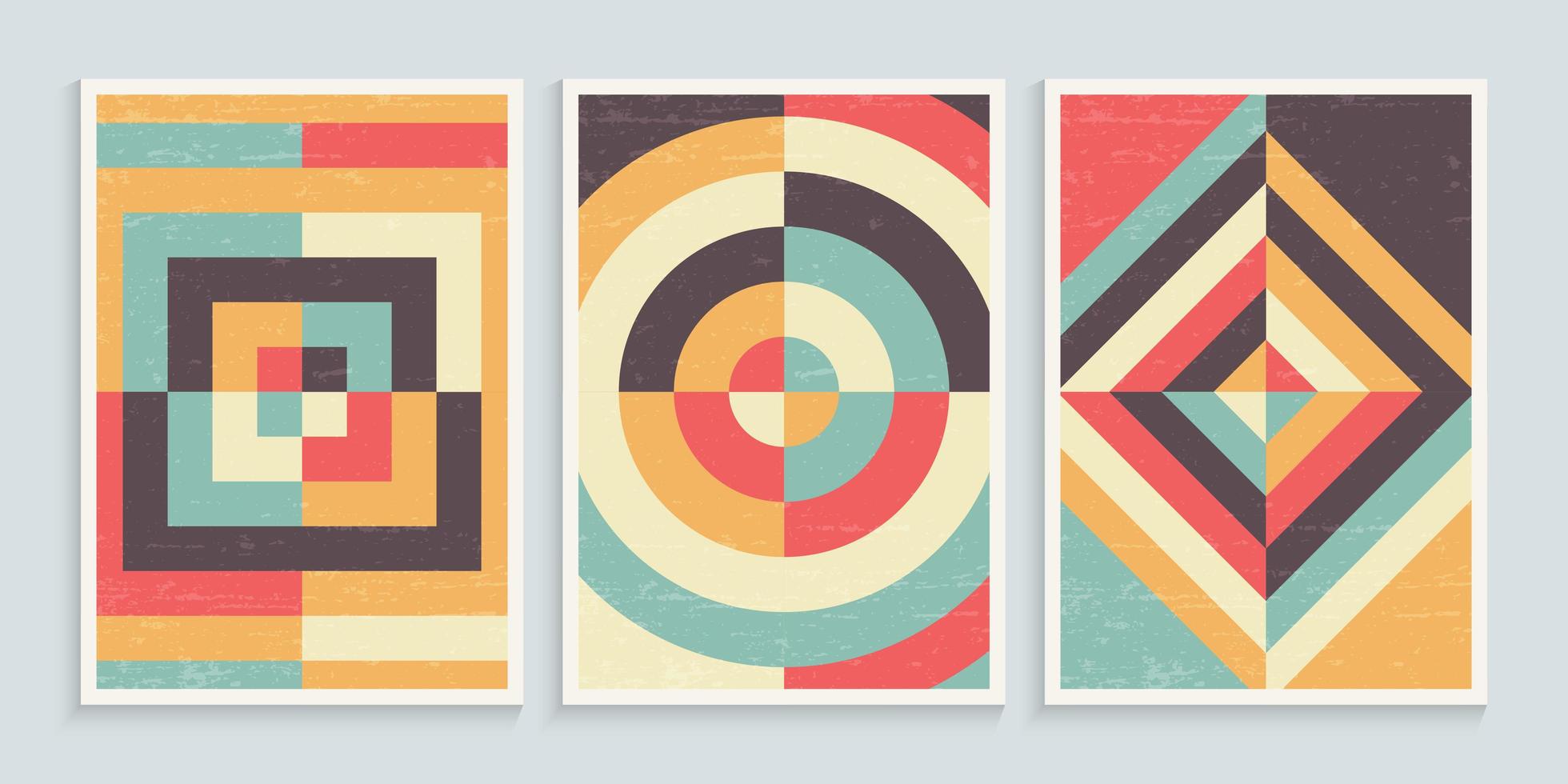 Geometric minimalist art posters in vintage colors vector