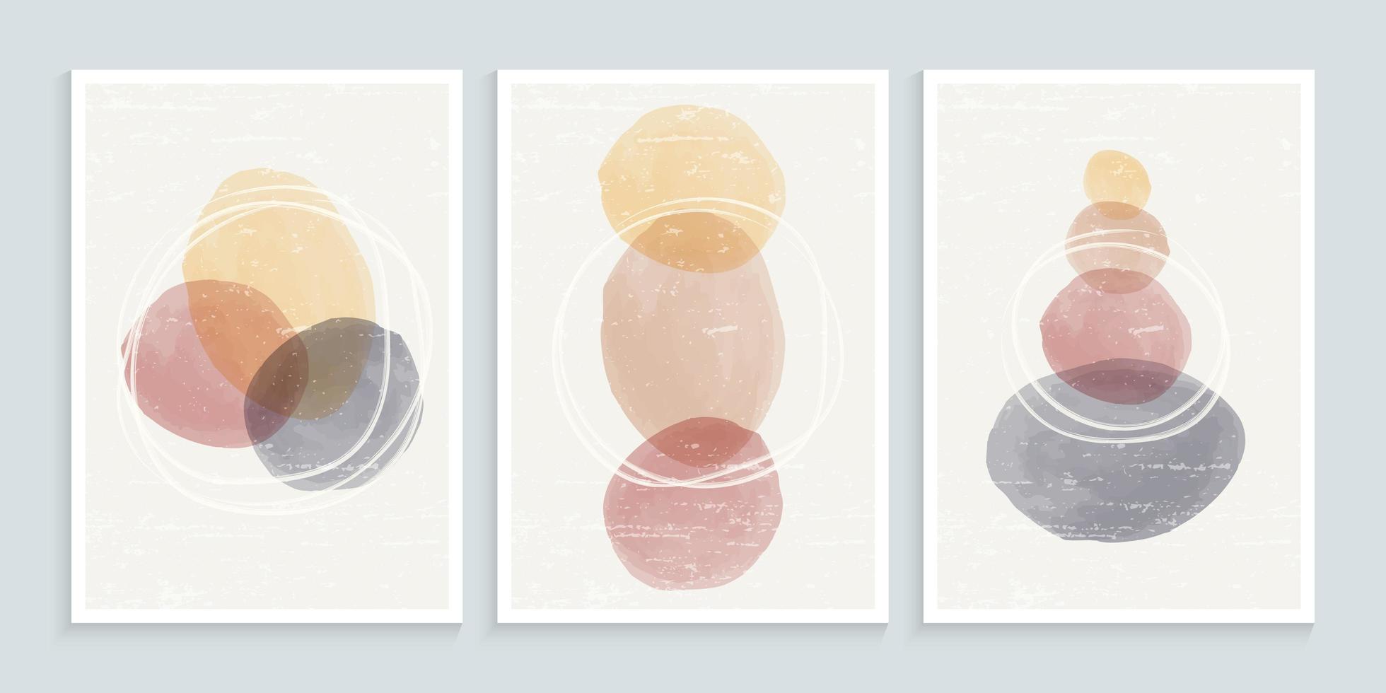 Minimalist hand drawing wall art with grunge texture vector