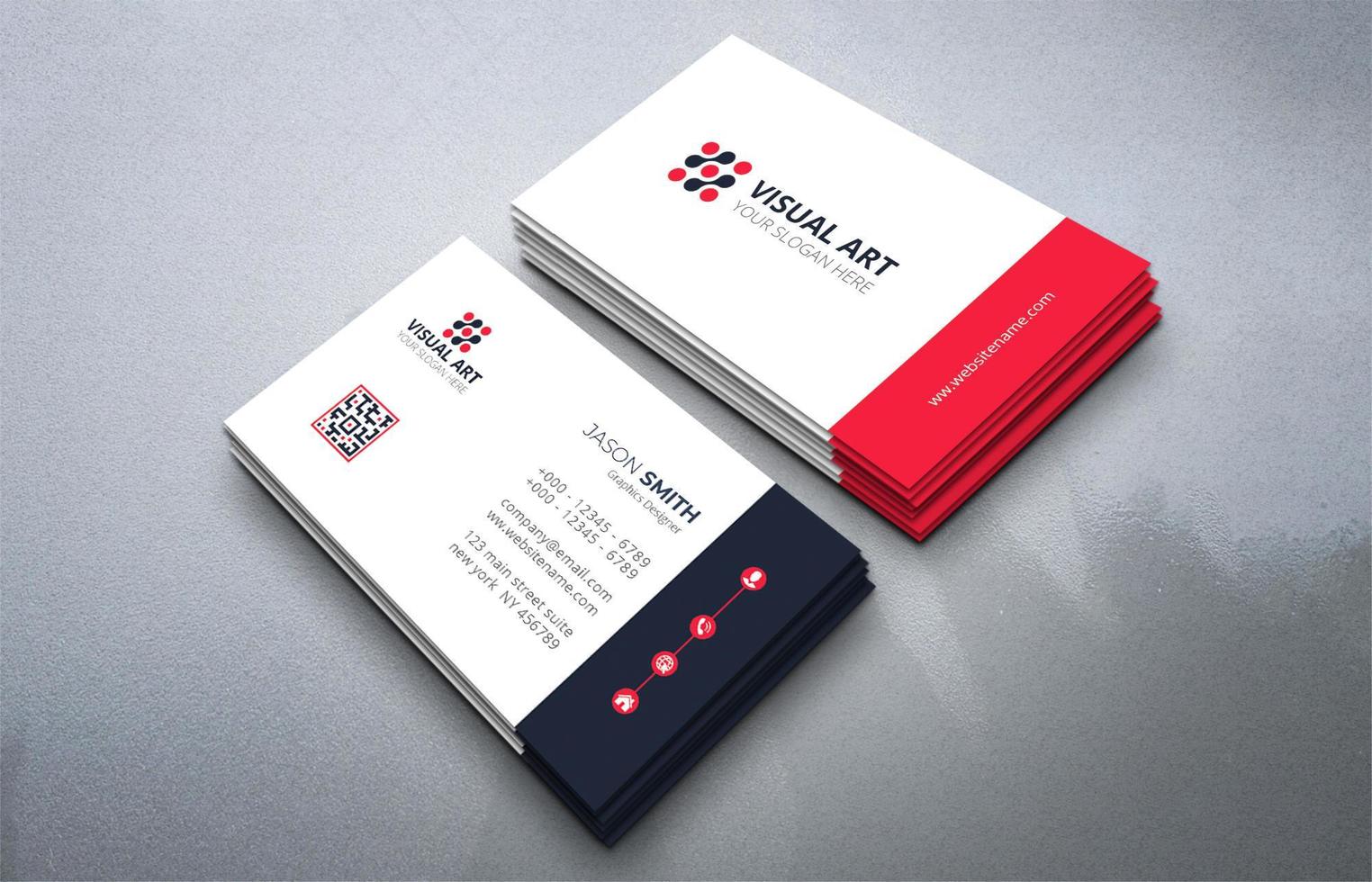 Simple Business Card in Black and Red vector