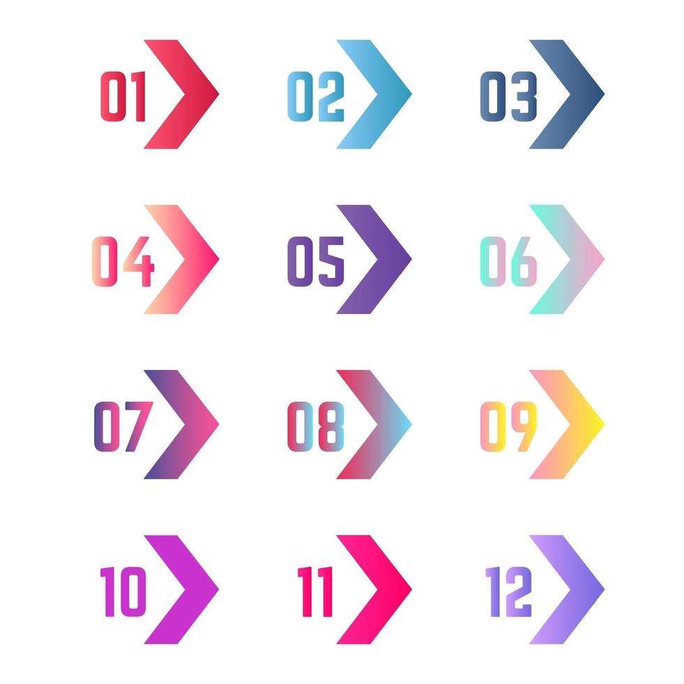 Colorful Arrow Bullet Points Collection vector