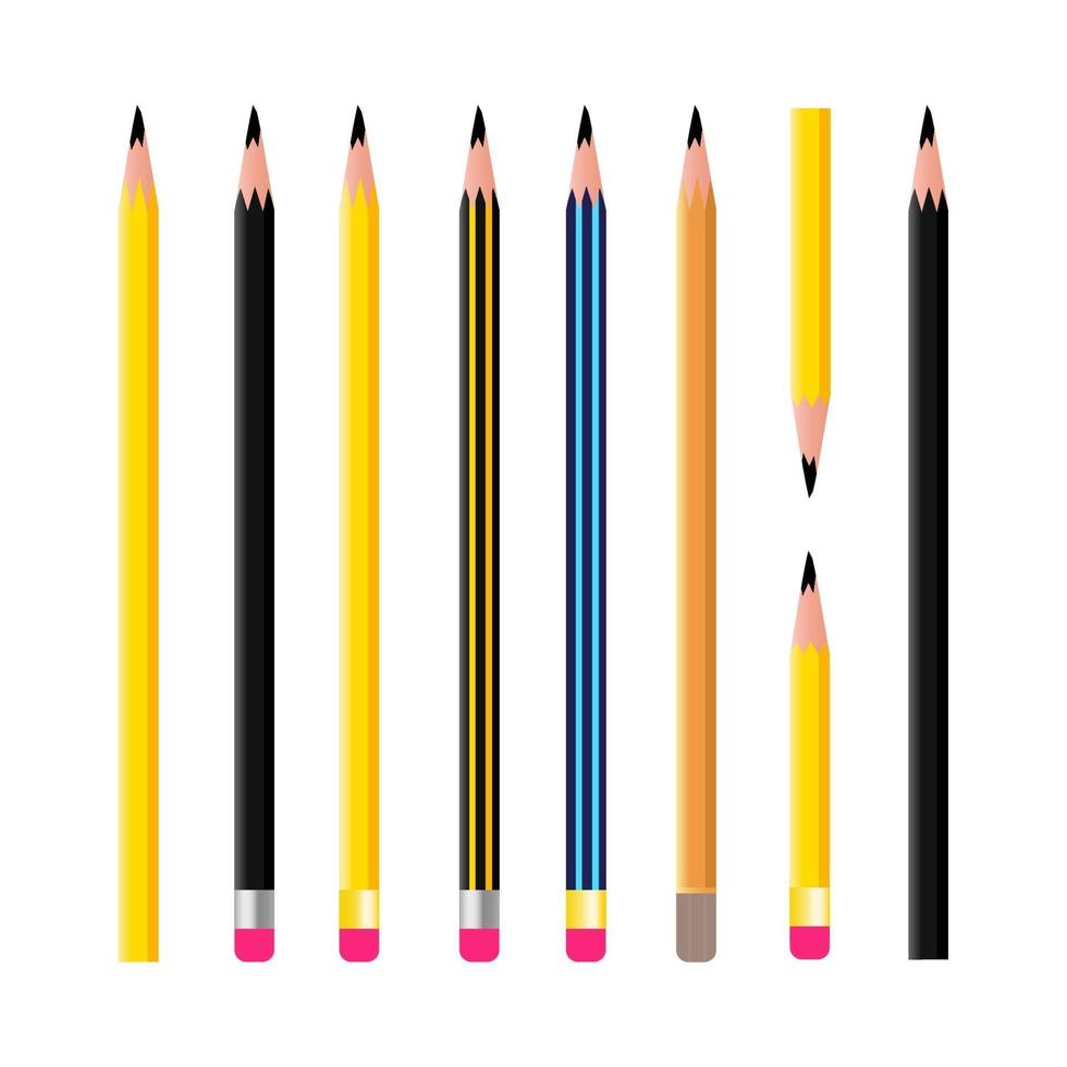 Set of Pencils With Nine Different Style vector