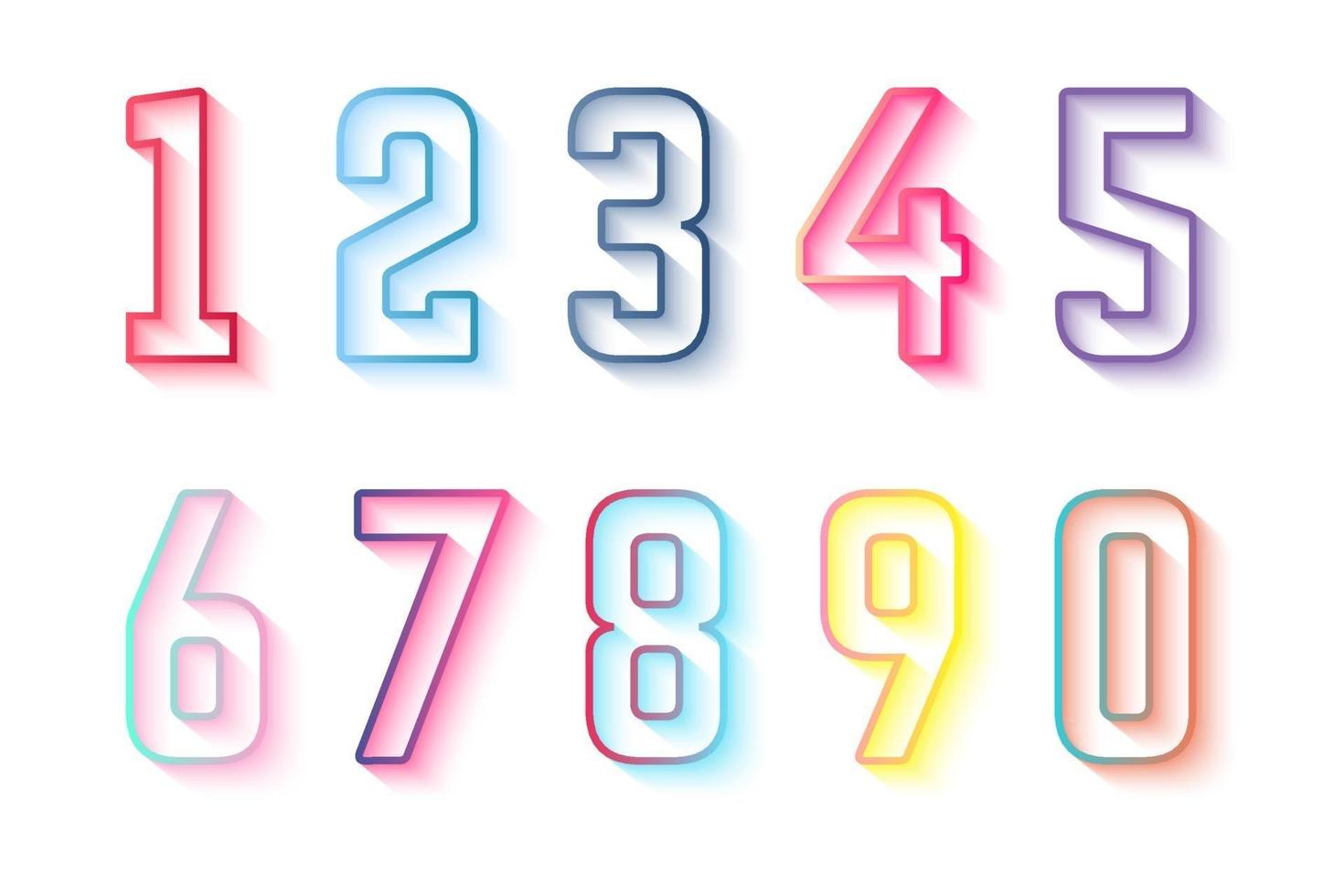 Colorful Outline Numbers Collection 0 to 9 vector