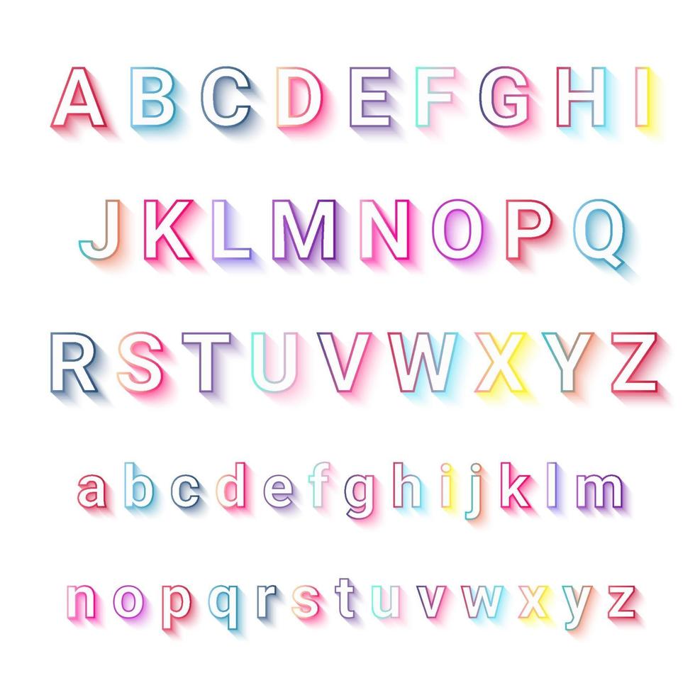 Colorful Outline Alphabet A to Z vector