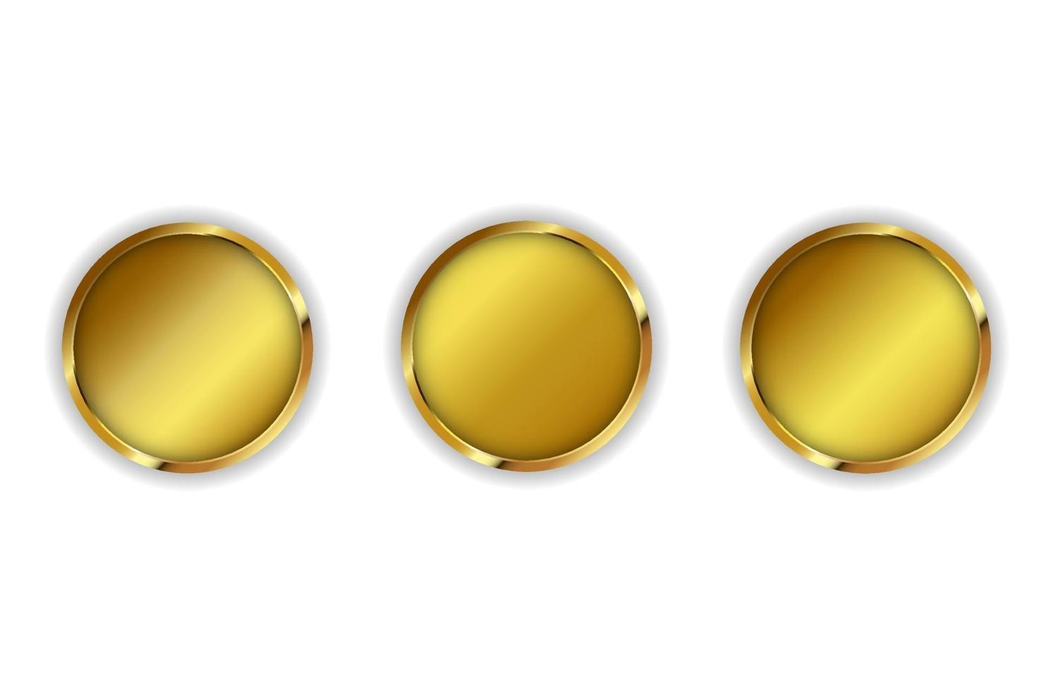 colección de círculos de oro con tres tres estilos vector