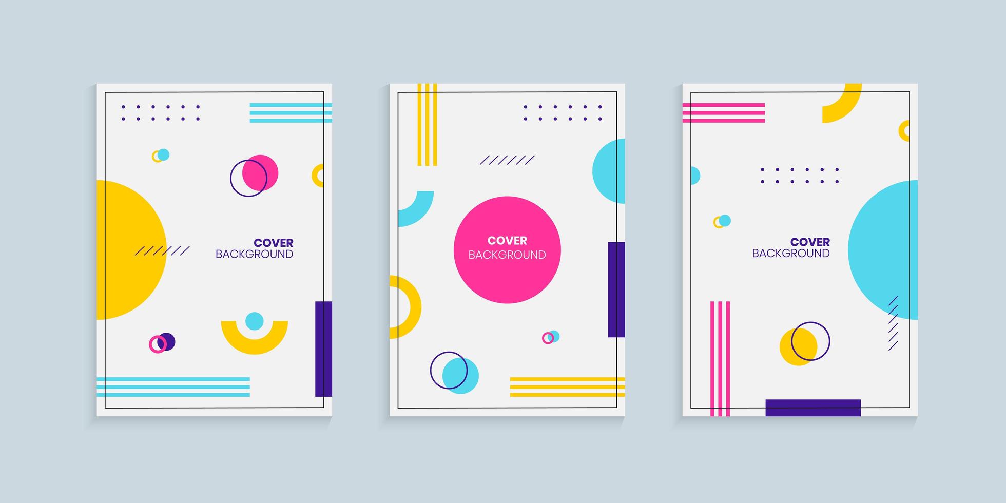 Memphis style cover design template set vector