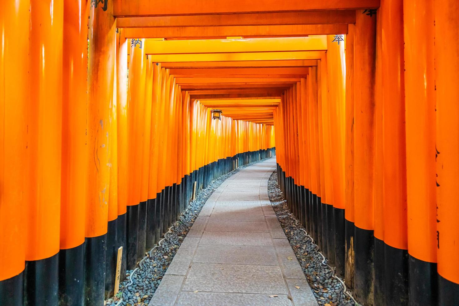 Puertas torii en el santuario Fushimi Inari en Kioto, Japón foto