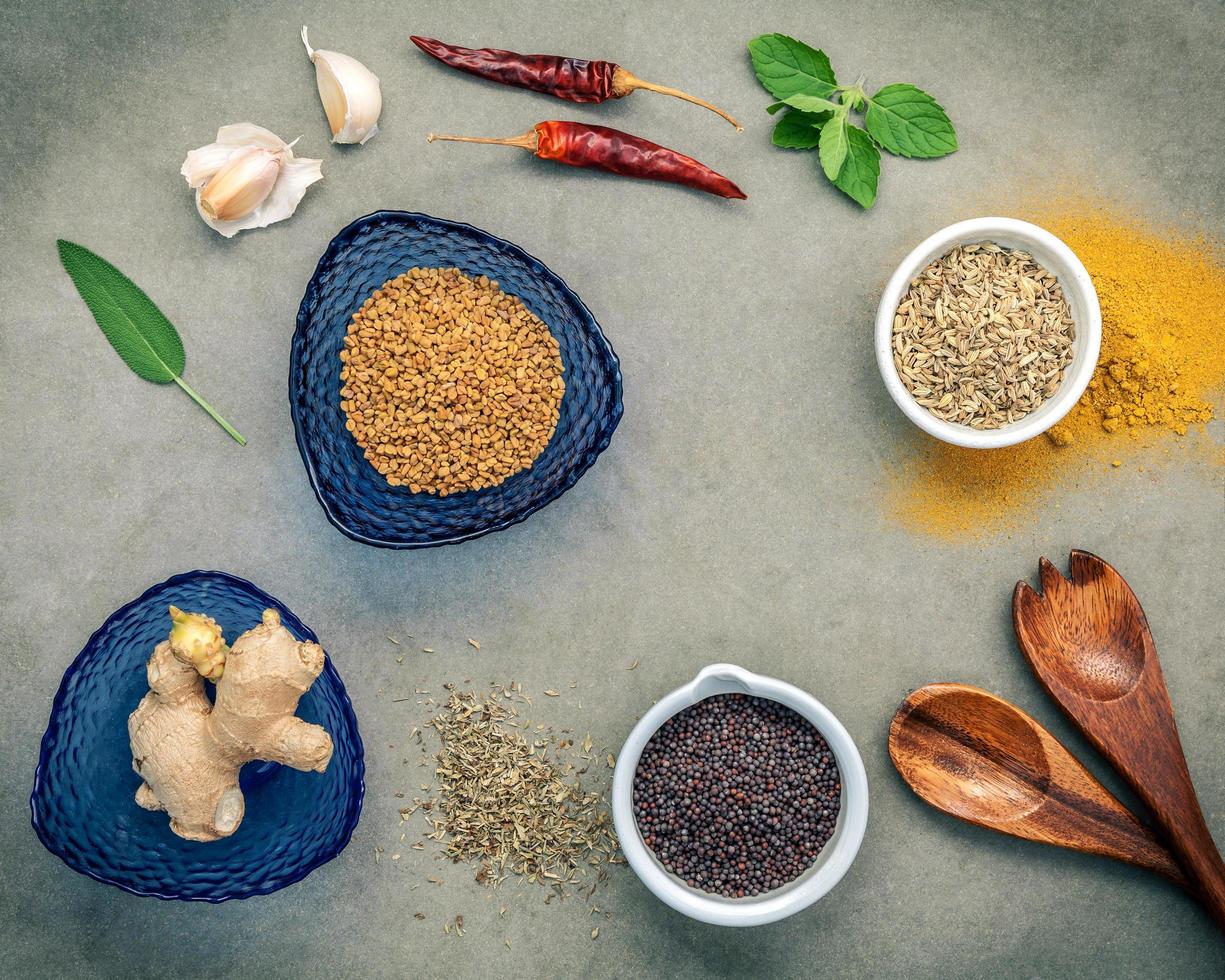 Various herbs and spices photo