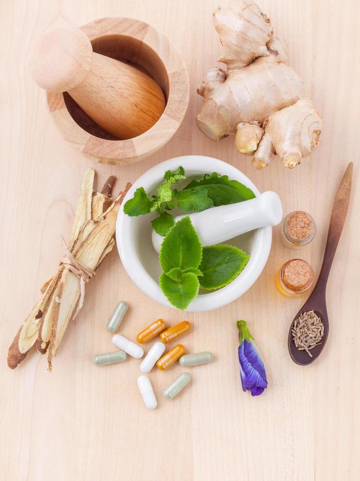 Top view of herbal healthcare photo