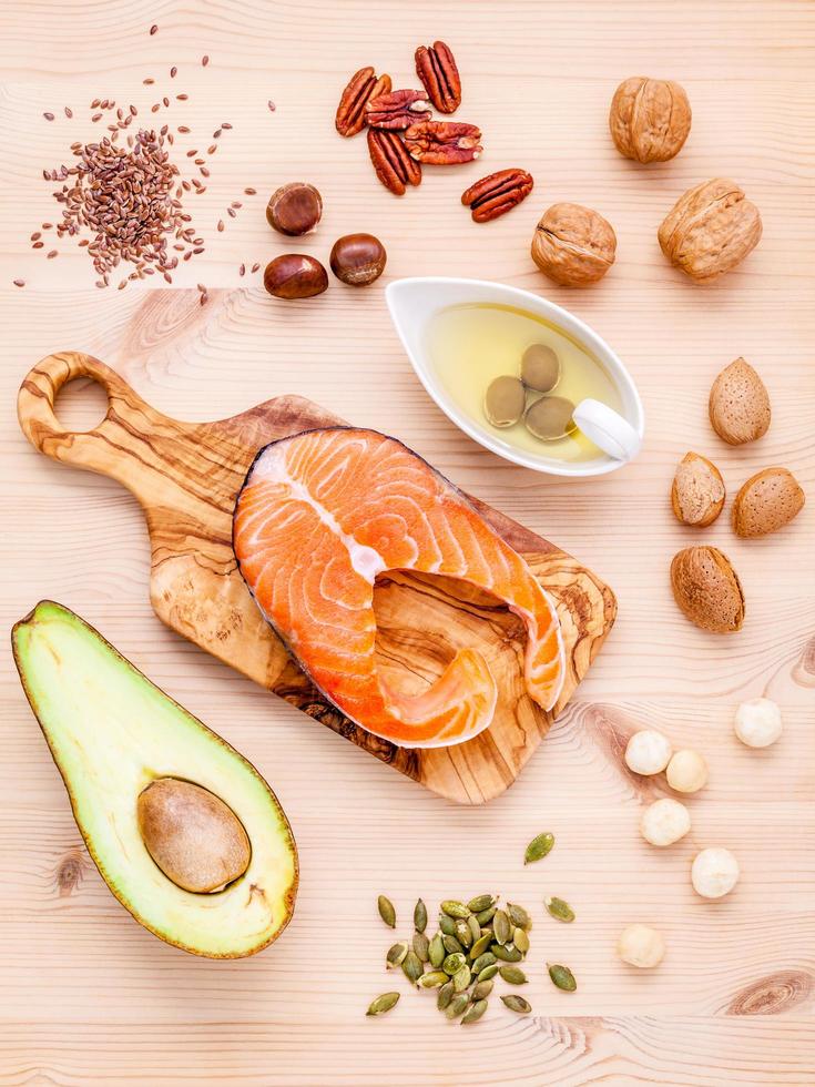 Salmon fillet and fresh ingredients photo