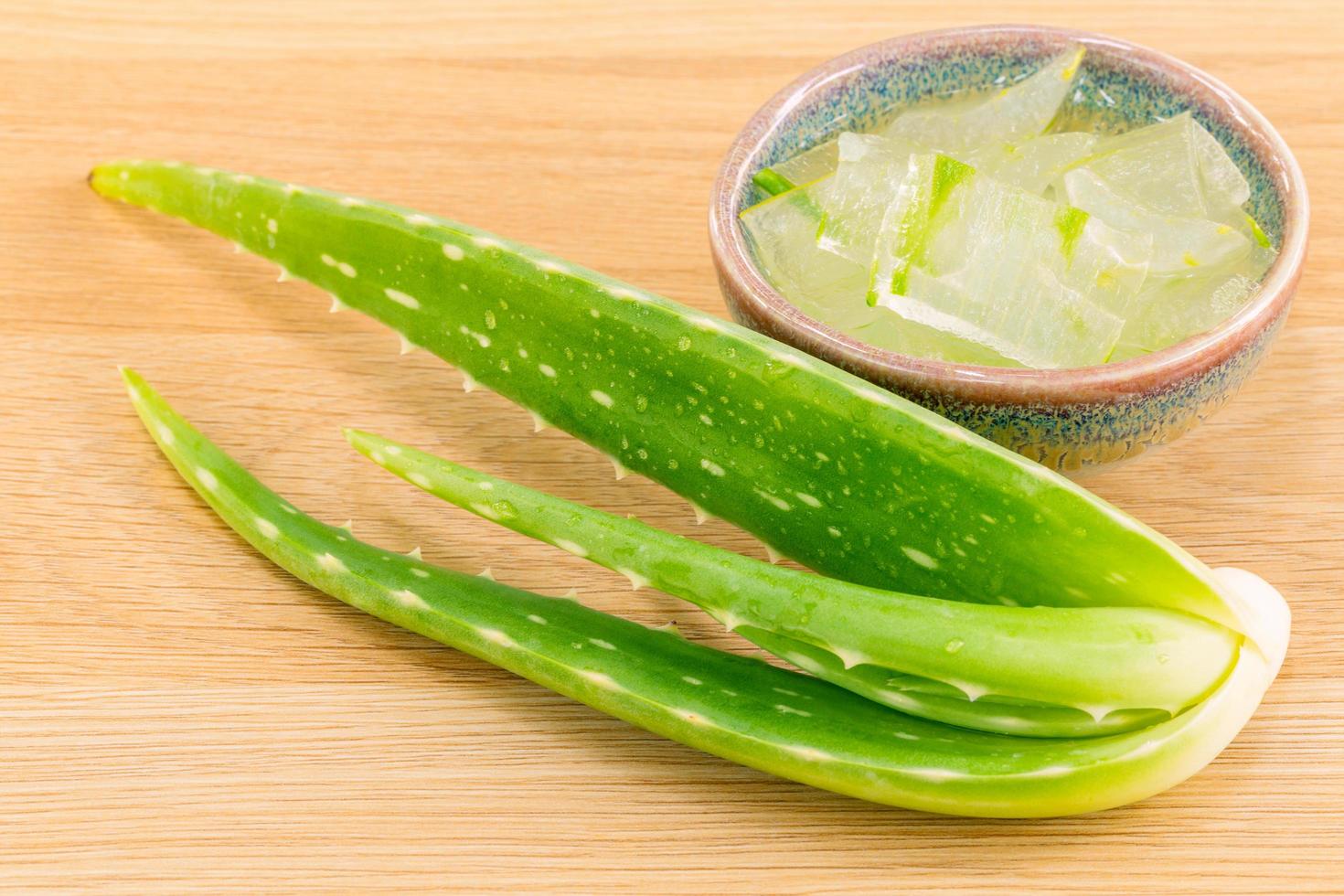 Fresh aloe vera and gel photo