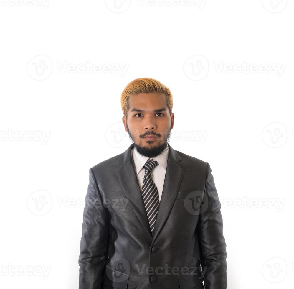 Handsome businessman standing isolated on white background photo