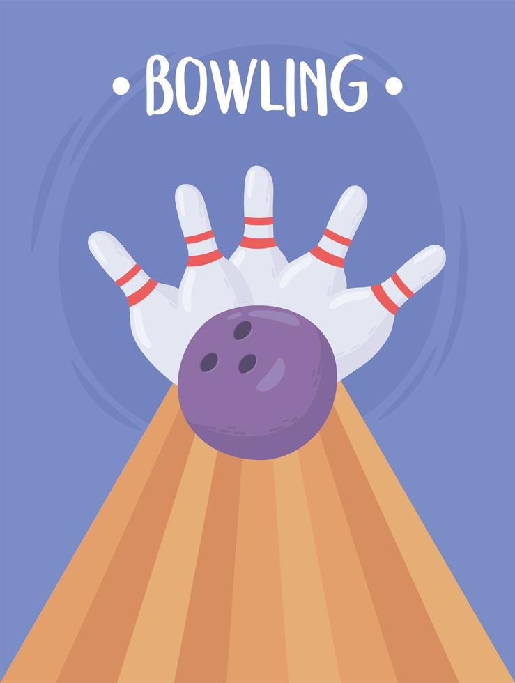 Bowling ball touching white pins vector