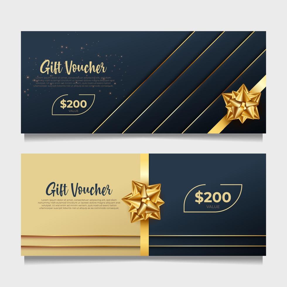 Gift voucher template with golden style vector