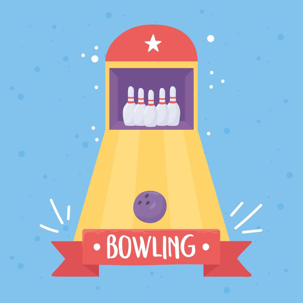 bowling alley with ball and pins vector