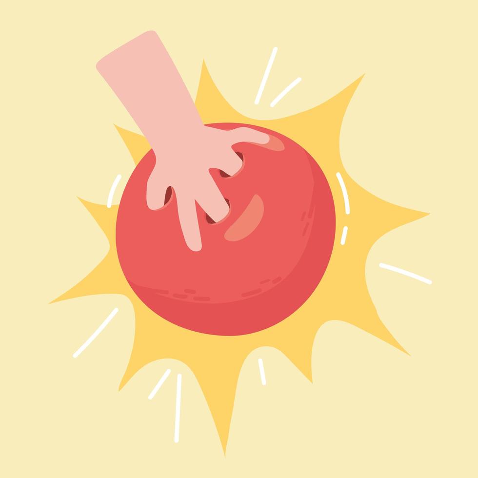 bowling hand with ball vector