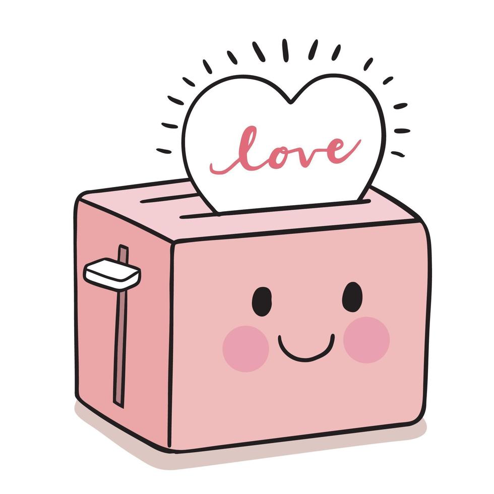Hand draw cartoon cute Valentine day. Bread toaster and heart vector. vector