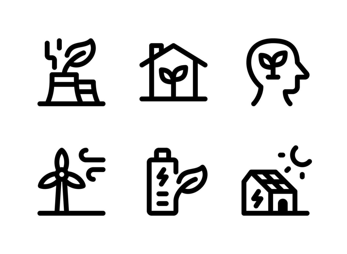 Simple Set of Ecology Related Vector Line Icons. Contains Icons as Green Factory, Eco Home, Think Green, Wind Turbine and more.