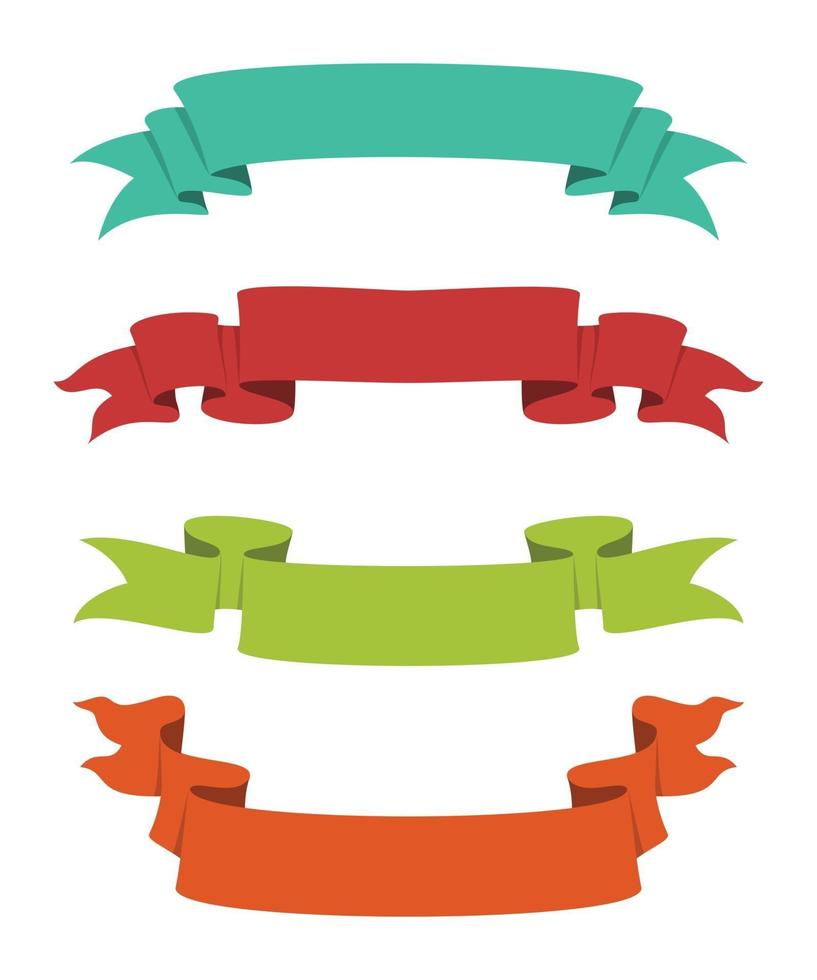 Four Styles of Color Ribbons Set vector