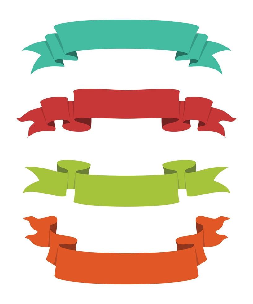 Four Styles of Color Ribbons Set vector