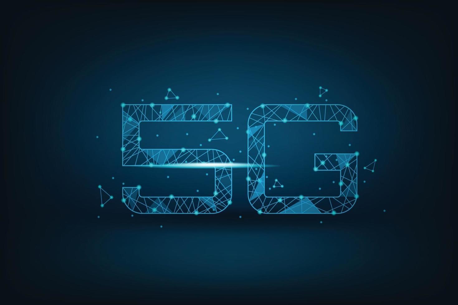 5G network symbol with line connection on dark blue background, internet service and online network concept vector