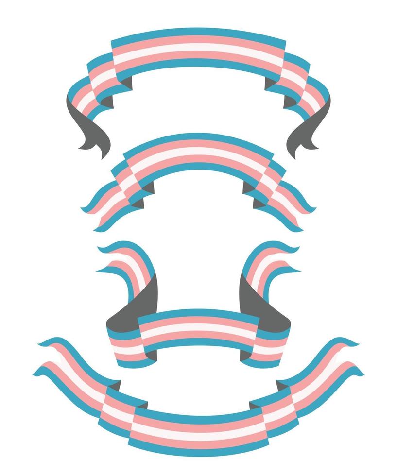 Four Style Ribbons of Transgender Flag set vector