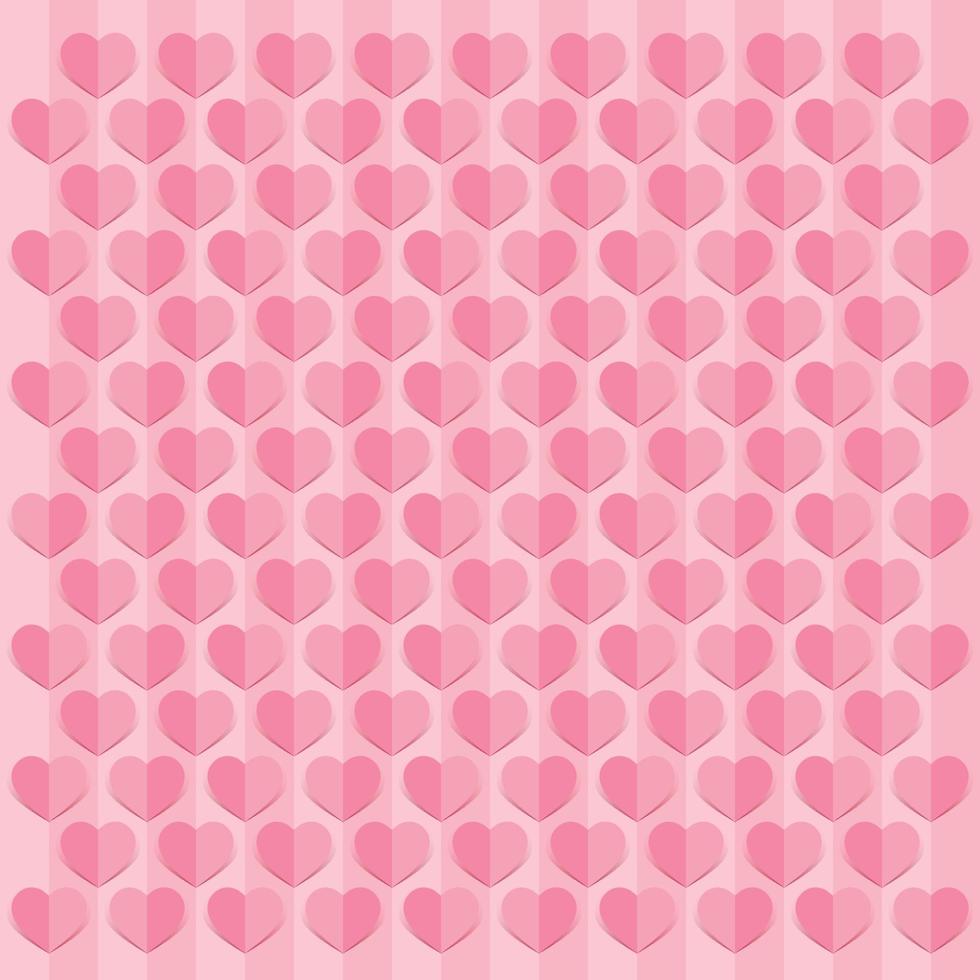 Love hearts Valentines day background, paper cut style vector