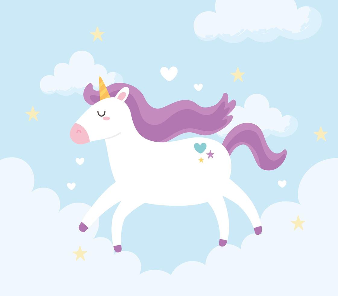 unicornio mágico de dibujos animados lindo vector