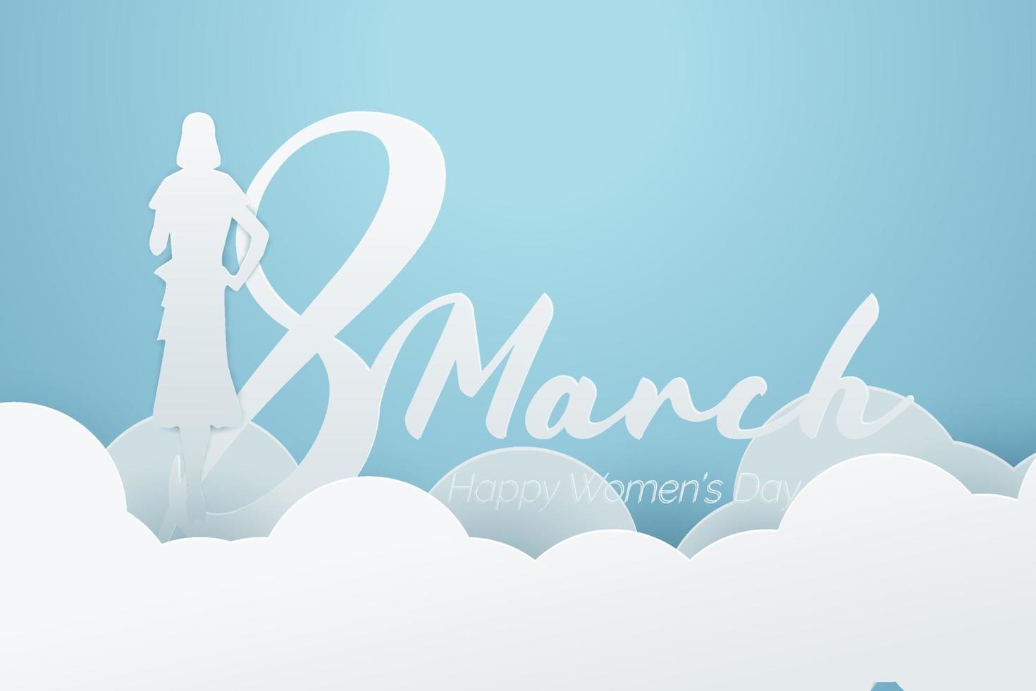 Banner for the international Women's Day. Vector illustration paper art style