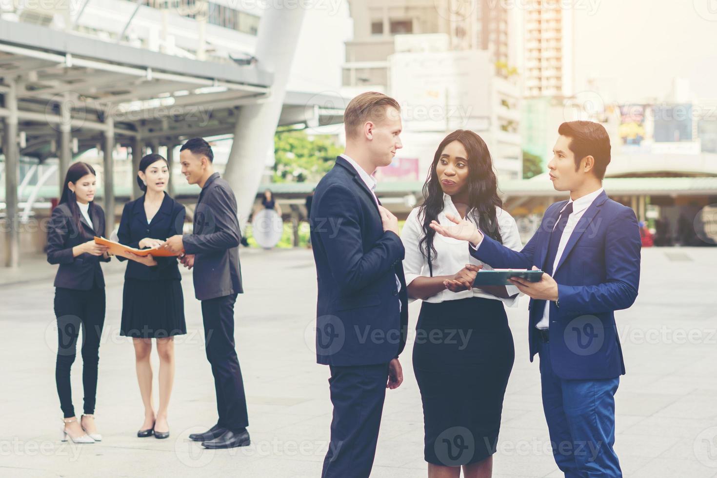 Portrait of a group of business people meeting outside photo