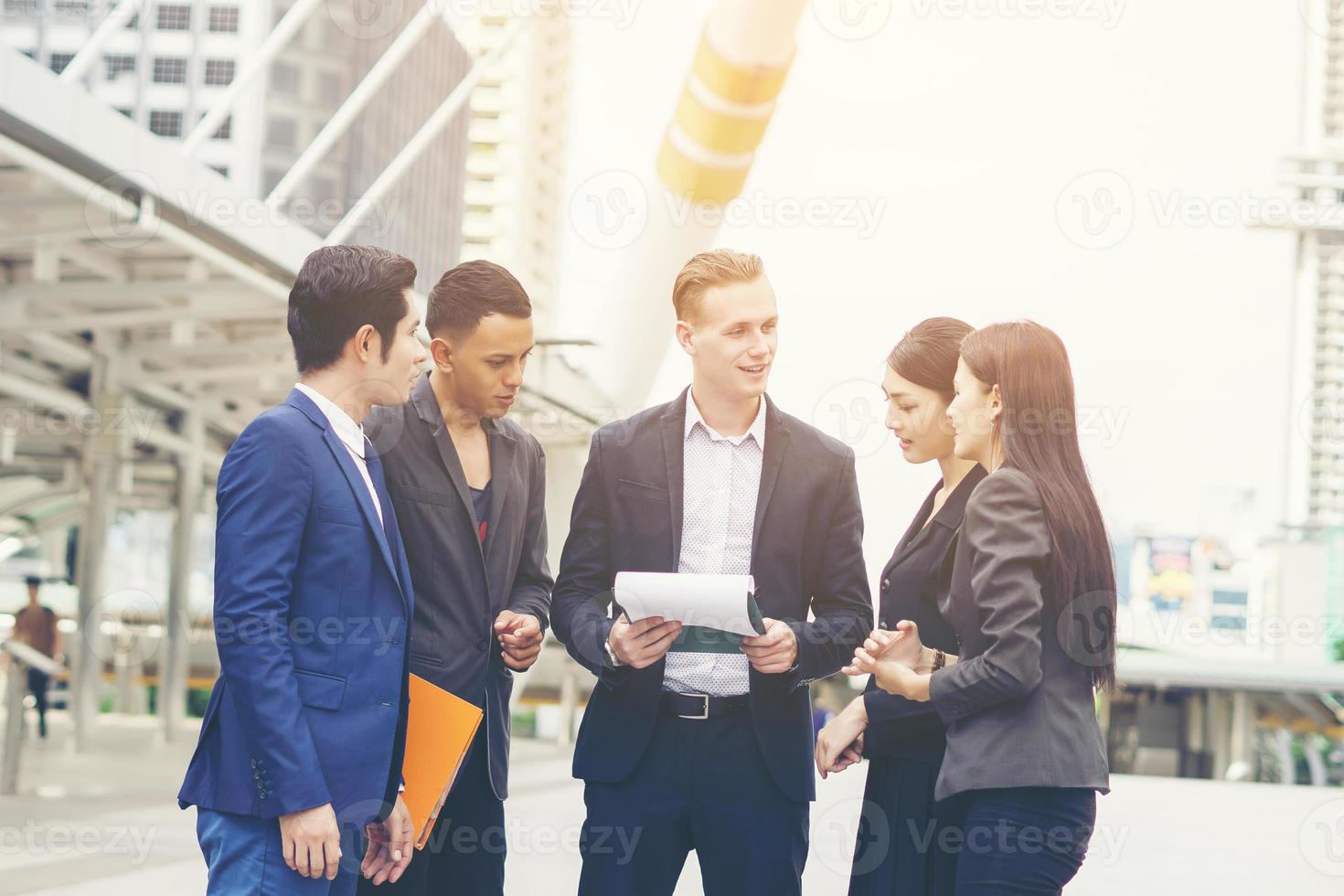 Portrait of a group of business people meeting outside photo