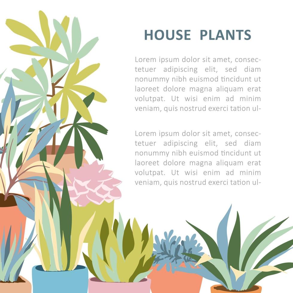 banner con plantas caseras vector