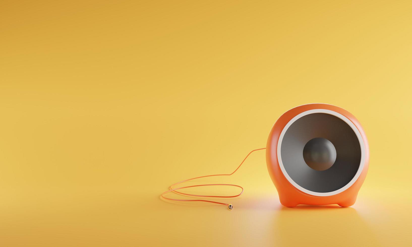 Altavoz de audio de esfera de color naranja portátil 3d aislado sobre fondo amarillo foto