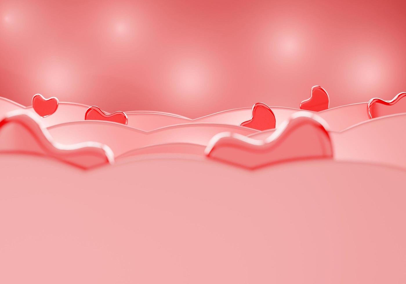 Abstract love background with pink heart shaped and wave shape photo