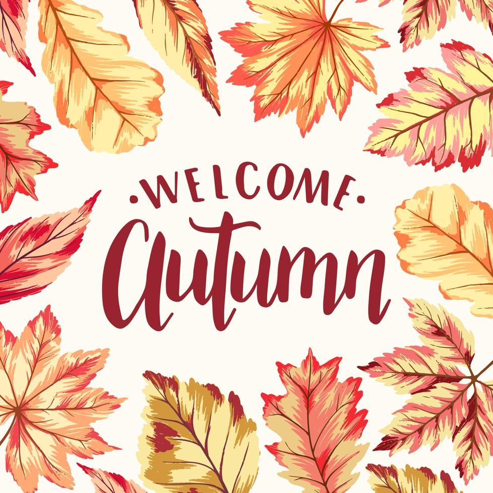 Welcome Autumn frame vector