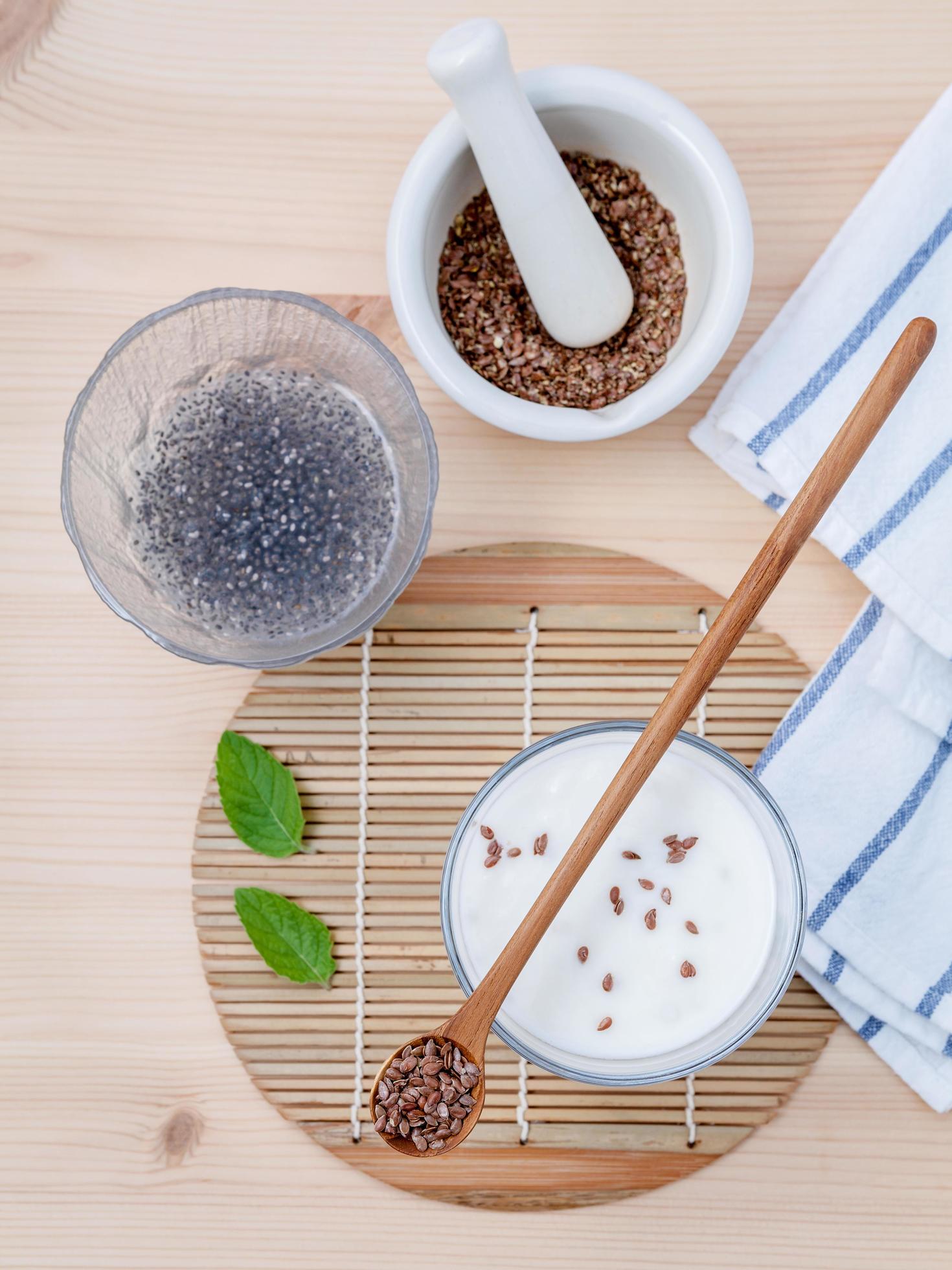 Flax seeds and yogurt 2061160 Stock Photo at Vecteezy
