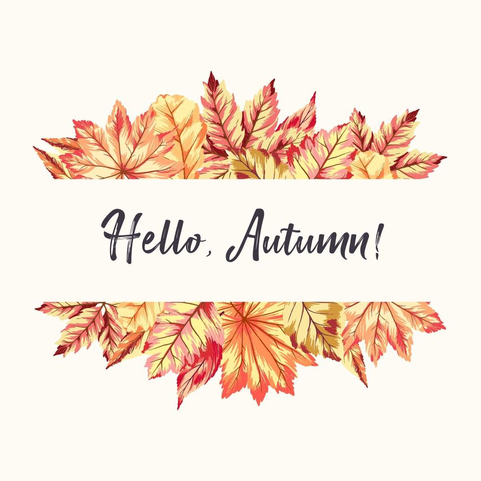 Hello Autumn frame vector