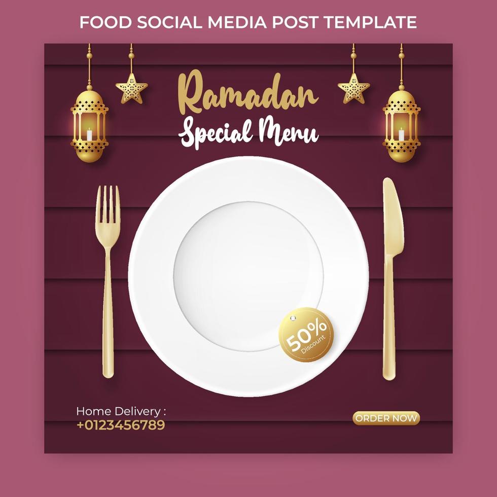 ramadan banner ad. ramadan social media post template vector