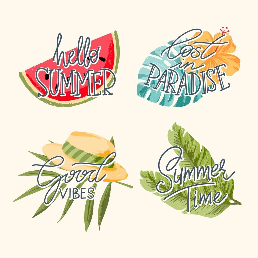 Sumer hand lettering icon vector