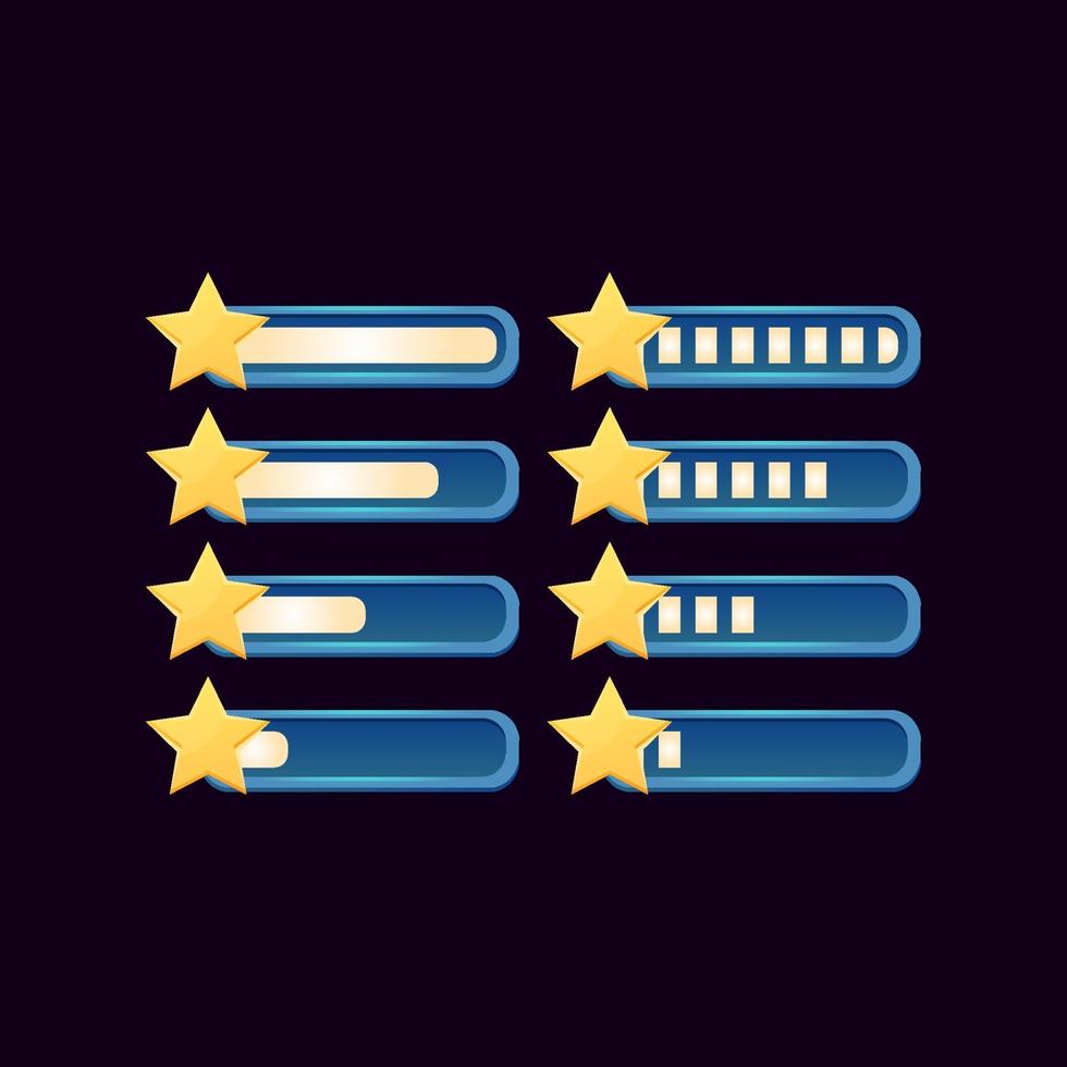 set of gui fantasy progress star bar for game ui asset elements vector illustration