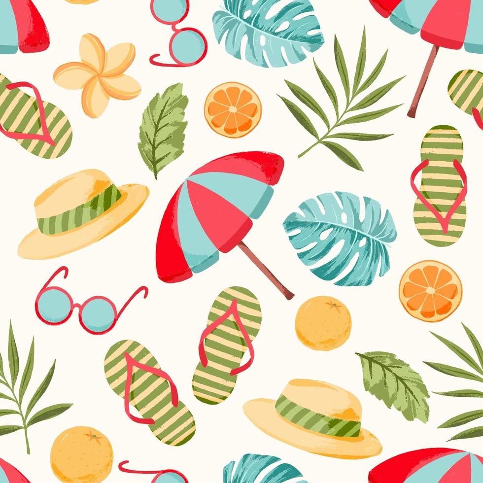 Summer elements seamless pattern vector