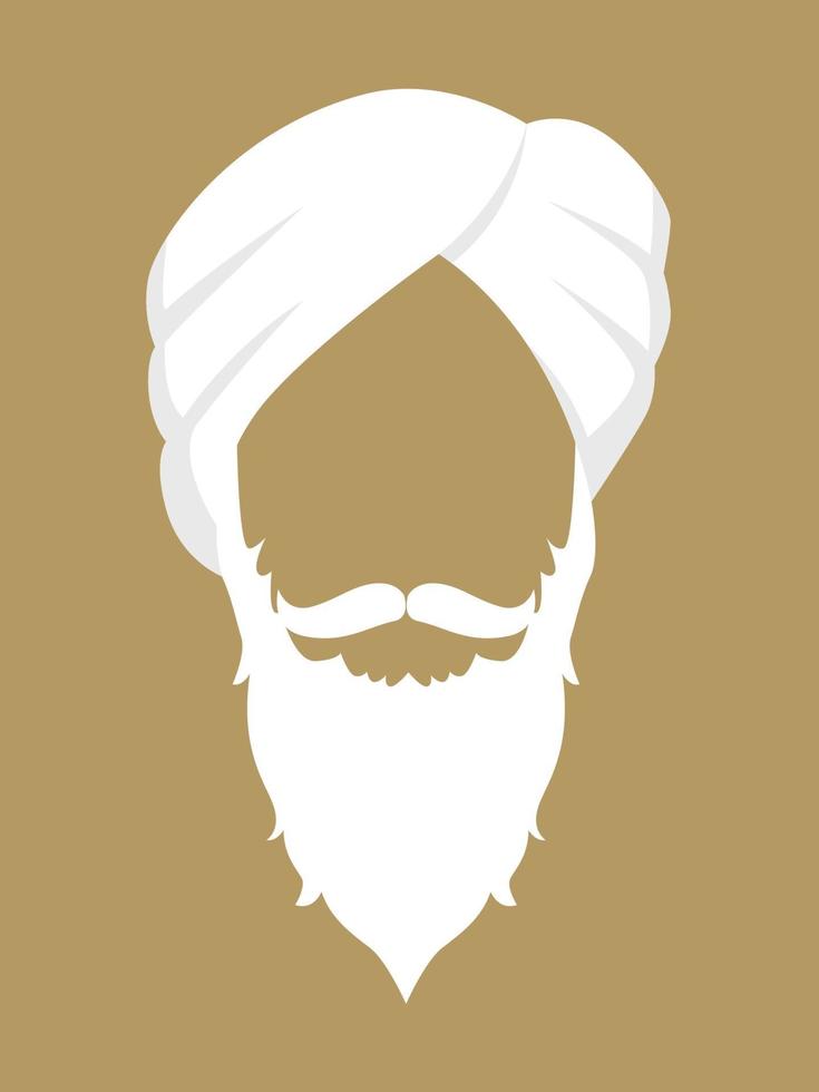 Old Indian Man Wearing Turban vector