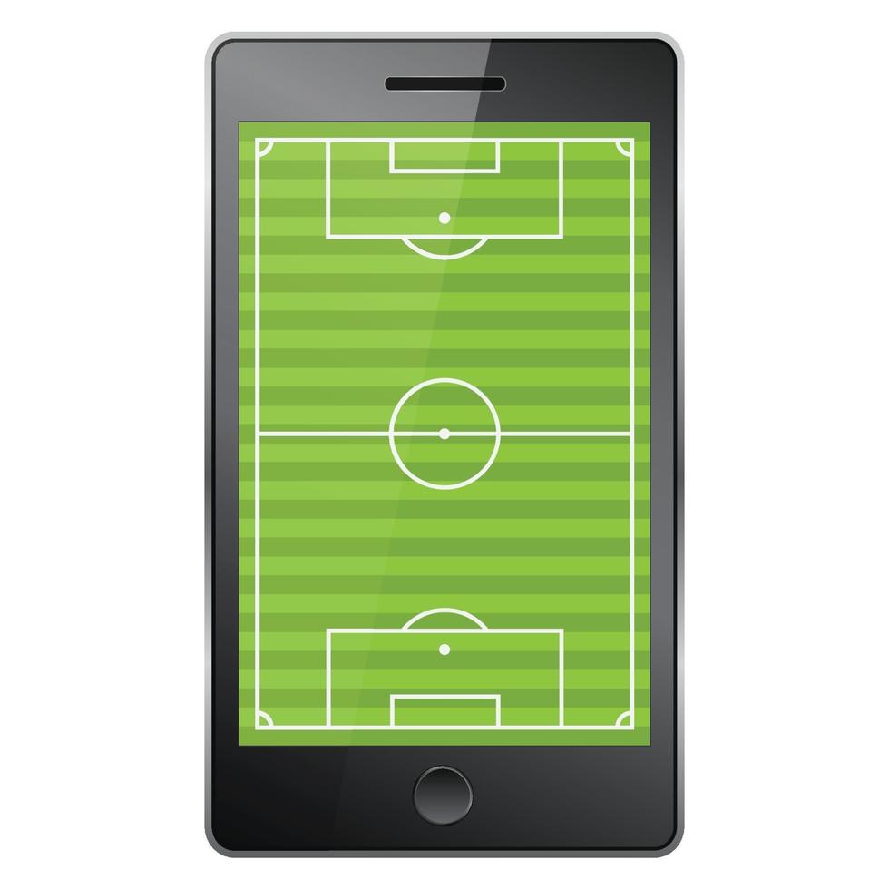 Soccer field on mobile phone vector