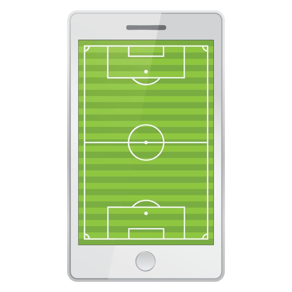 Soccer field on mobile phone vector