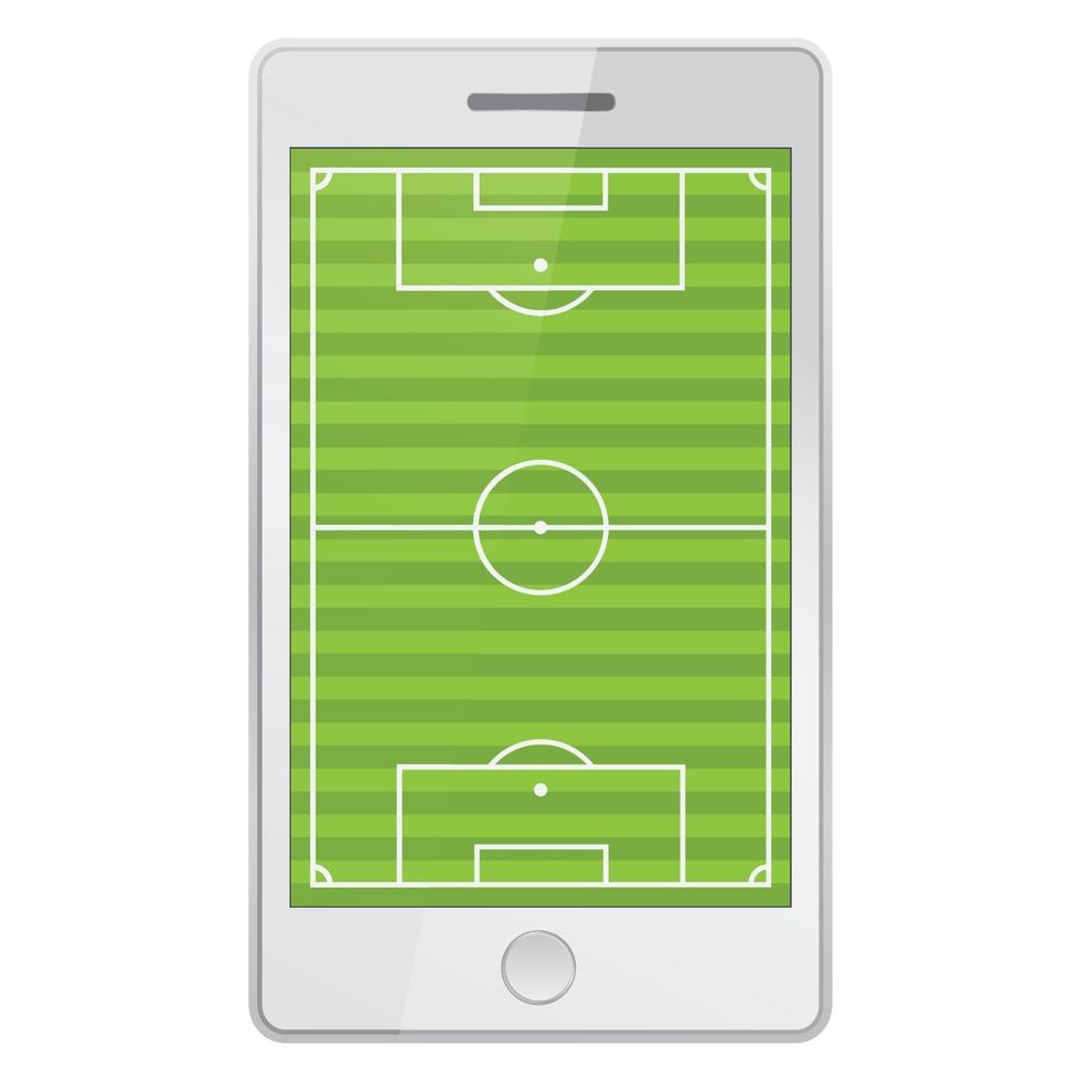 campo de fútbol en el teléfono móvil vector