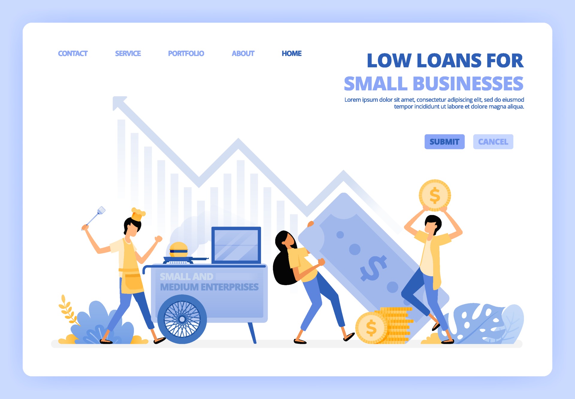 Low interest loans for startups, street vendors, small businesses. Debt 